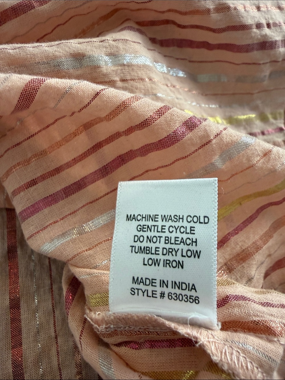 Light Pink Striped Ruffle Neck Blouse - Picture 14 of 14